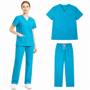 Tenue de soins pour animaux de compagnie extensible 65% polyester 35% coton, col en V, empiècements en maille, anti-plis, personnalisable, unisexe, usage hospitalier, manches courtes - Product Image 3