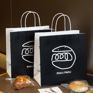 Bolsa de papel para llevar de alta calidad personalizada, Blanco, Negro, panadería, postre, embalaje, papel Kraft, compras, comida rápida, con su propio logotipo - Product Image 1