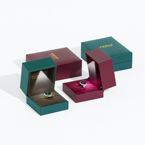 FORTE Handmade Customized Logo Leatherette Velvet Lining Luxury Ring Packaging Premium <b>LED</b> <b>Light</b> Jewelry <b>Box</b> - Product Image 1