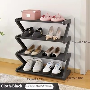 <span class=keywords><strong>Zapatero</strong></span> rosa de 4 niveles en forma de Z-Estante de almacenamiento montado en el suelo para sala de estar Dormitorio y entrada | <span class=keywords><strong>Zapatero</strong></span> | <span class=keywords><strong>Organizador</strong></span> de almacenamiento de zapatos - Product Image 5