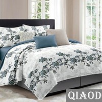 Couette florale de luxe ultra douce 6 pièces Ensembles de literie King Size en microfibre polyester pour mariage Motif floral