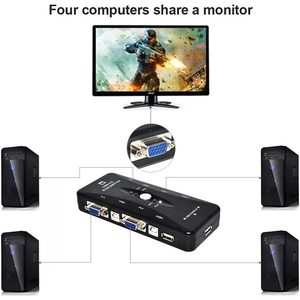 KVM <b>Switch</b> 4 Port <b>USB</b> 2.0 VGA <b>USB</b> Console For PC Computer Sharing - Product Image 6