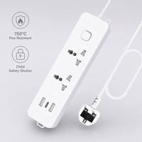 Multiprise américaine 10 prises avec interrupteur indépendant, USB, PP, 10A, 2500W, multifonction, 2 voies, IP20, blanche, durable