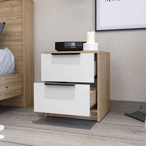 Washington Nightstand Two Large <b>Drawers</b> <b>Storage</b> Cabinet Bedroom Furniture - Product Image 4