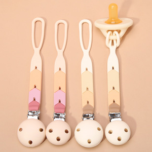 Silicone Pacifier Clip Chain Baby Teether Anti Drop Chain 0-12 Months Bpa Free Food Grade <b>Material</b> White Straight Body - Product Image 1