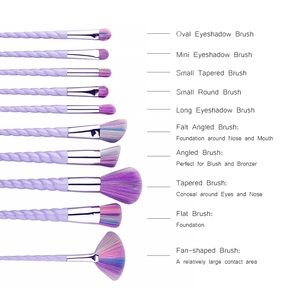 10 unids/set de brochas de maquillaje con cerdas de colores, juego de brochas de maquillaje de fantasía, Kit de brochas para base de sombra de ojos - Product Image 6