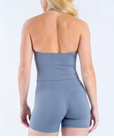 Ensemble de yoga dos nu OEM pour femme, 2 pièces, tenue d'entraînement, débardeur de sport rembourré à col en V, short taille haute, ensemble de vêtements de fitness pour la gym