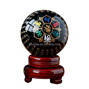 Boule de Sutra du Cœur Prajna <span class=keywords><strong>Paramita</strong></span> en Obsidienne Cristalline Naturelle pour la Décoration 20cm - Product Image 1