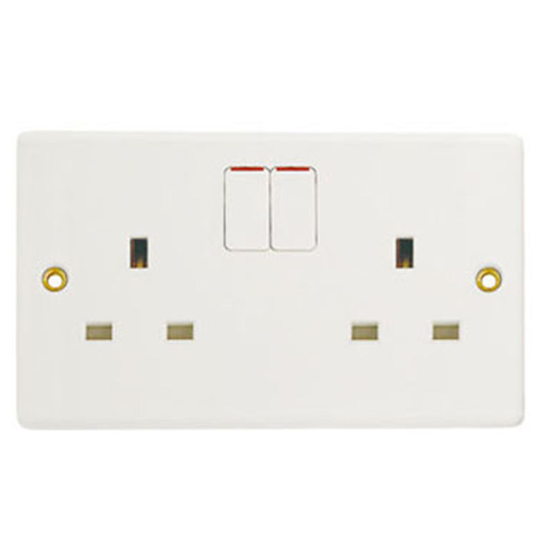 European Bakelite 13A 2 Gang Pole UK Electrical Double Switch Socket Wall, Electric Switches and Sockets