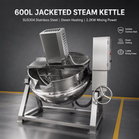 Marmite de cuisson industrielle à double enveloppe en acier inoxydable SUS304 de 600L avec agitateur, pompe et roulement pour confiture