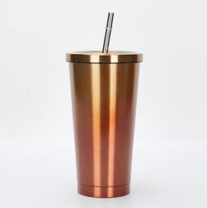 Bouteille d'eau isotherme à double paroi en acier inoxydable avec paille - Product Image 4