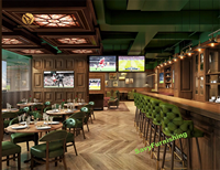 Design d'intérieur de bar sportif de style britannique, mobilier de bar moderne pour club sportif, salon de billard classique, idée de bar sportif en bois