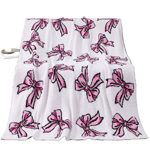 Couverture de canapé personnalisée en tricot jacquard demi-velours pour mère et bébé, série nœud, transfrontalière, 100% polyester, motif de célébrités - Product Image 1