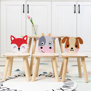 โต๊ะไม้สำหรับเด็กพร้อมเก้าอี้3แบบตามธีมสัตว์ของเล่นไม้วาดรูปเพื่อการศึกษาศิลปะการเรียนรู้เฟอร์นิเจอร์สำหรับเด็ก - Product Image 5