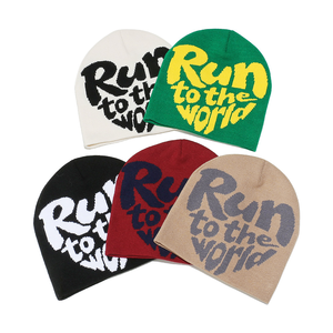 Gorro de punto unisex transfronterizo con letras en inglés, estilo europeo y americano, jacquard, 100% acrílico - Product Image 2