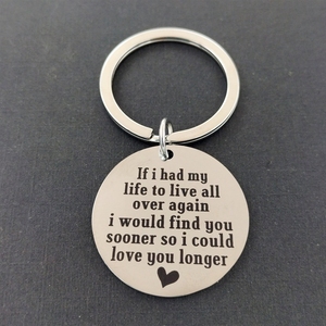 moq New If I Had My Life To Live พวงกุญแจทรงกลมสแตนเลส ของขวัญวันวาเลนไทน์ - Product Image 3