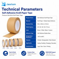 Cinta de Papel Kraft Escribible Jastom con Adhesivo a Base de Goma para Marcar Cajas, Etiquetar y Empacar