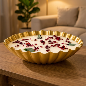 BuildtoSuit Crown Metal Bowl Handmade <b>Soy</b> Wax <b>Candle</b> with Gold Finish Christmas & Diwali Decor 22.5x5cm - Product Image 5