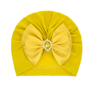 Chapeau en nylon style Dobby brodé à la main pour nouveau-nés filles (0-24 <span class=keywords><strong>mois</strong></span>) avec grand nœud – Idéal pour la fête prénatale - Product Image 1