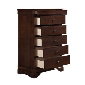 DB Louis Philippe Style 1pc Commode Brun Cerise Finition Okume Placage Meubles De Chambre Comprend Des Tables De Chevet - Product Image 4