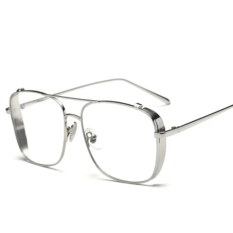 Frauen Männer Brillen Mode Brille Roségold Doppelbrücke blau Anti-Licht-Brille Lesebrille Fluss Metall optischen Rahmen