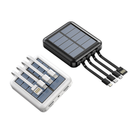 Banque d'alimentation solaire modèle neuf d'usine 10000 mAh, chargeurs portables 10000 mAh avec 4 câbles intégrés