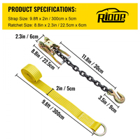 Attache à cliquet en corde 3 ''10T Sangle de machinerie lourde 10m 12m Résistant à l'abrasion PE Polyester Mélange Attache à cliquet rétractable