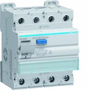 CRA690 ปรับแต่งได้ด้วย Hagers RCCB 3P+N 125A ประเภท A แบบเลือกได้ 500mA 4 โมดูล - Product Image 1