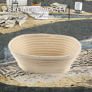 Cesta de pan de ratán natural de forma ovalada, cesta de ratán blanqueada tipo banneton para uso doméstico, en cocinas y restaurantes, venta al por mayor en Vietnam. - Product Image 2
