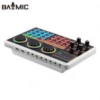 Carte son DAYMIC HC19 DJ Mixer, interface audio USB, 8 effets spéciaux, lumière RGB, double entrée micro pour diffusion en direct, karaoké