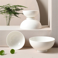 Bol à riz en porcelaine blanche renforcée, résistant aux éclats, vaisselle ronde pour hôtels, restaurants, traiteurs, vente en gros