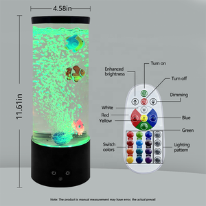 リモコン付き バブルフィッシュランプ、色が変化するLEDライト付き 動く魚のアクアリウム ナイトライト ノベルティギフト 50 12 15 0.5 - Product Image 4
