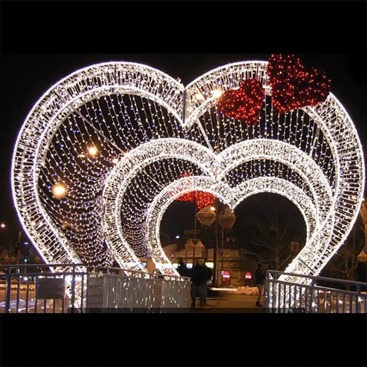 2023 nuova decorazione di nozze LED heart arch light outdoor street Arch decoration 3D Arch Motif Light