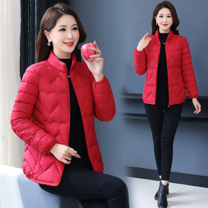 여자의 가을 겨울 중년 어머니 두꺼운 클립 재킷 스탠딩 칼라 슬림 핏 다운 짧은 대형 코튼 코트 - Product Image 3