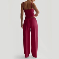 Ensemble deux pièces décontracté pour femme, style tendance 2026 : débardeur court et pantalon large, en fibre de lait, 5 couleurs, pour le quotidien ou le sport