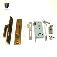 Poignée de porte à mortaise en alliage d'aluminium pour café, avec corps de serrure et cylindre, pour ensemble de serrures à levier pour portes en aluminium, PVC et bois, directement de l'usine