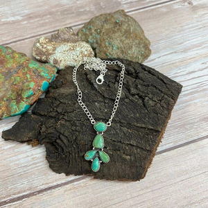 สร้อยคอเงินแท้ทำมือสไตล์ใหม่ประดับด้วยเทอร์ควอยซ์คิงแมน ดีไซน์สำหรับผู้หญิง - Product Image 1