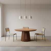 Table de salle à manger ronde, design gain de place pour 6 personnes, table à manger italienne en bois extensible