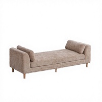 Chaise longue moderne capitonnée en chenille, banc d'appoint rembourré sans dossier avec dossier croisé et pieds coniques, en contreplaqué rembourré de mousse