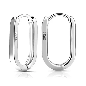 Fine Jewelry Sterling Silver 925 Jewellery Earings Fashion Ins Korean Style Geometric Oval Earring for Women