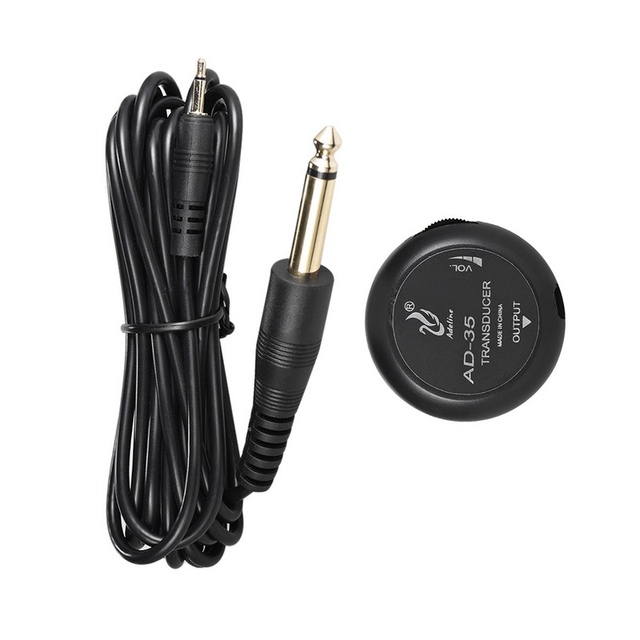Adeline AD-35 Mini Piezo Pickup Contact Microphone Transducer with 6.35mm Output Plug 3 Meters Cable