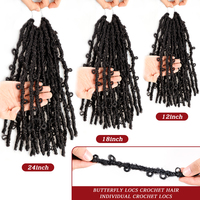 Vente en gros de mèches synthétiques Butterfly Locs et Faux Locs pour femmes noires, mèches souples pré-bouclées, torsades naturelles