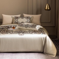 Ensemble de literie 100% soie de mûrier, 4 pièces, housse de couette en soie pure, ensemble de draps avec 2 taies d'oreiller, ensemble de linge de lit taille King Queen