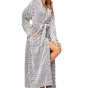 Bata de Baño Larga de Franela con Capucha y Estampado de Leopardo, Cálida y de Lujo, para Mujer, Ropa de Dormir de Invierno - Product Image 1