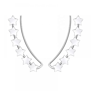 ZHILIAN pendientes trepadores de Plata de Ley 925  joyería con diseño de estrellas únicas para mujer - Product Image 1