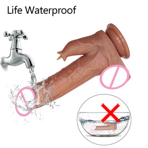 Control remoto inalámbrico calefacción pene telescópico realista vibrador consolador lengua lamiendo columpio consolador para mujeres masturbación sexual - Product Image 5