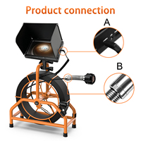 Caméra d'inspection de canalisation LCD 7 pouces, tête de caméra 23 mm, câble 20 m, système de caméra d'inspection des égouts avec 12 lumières LED, utilisée pour l'inspection des canalisations