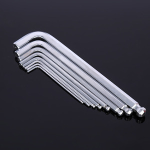 Hex Keys Set Metric Chrome Plated Chromium Vanadium Steel Industrial Grade L-Shaped Ball End Medium Length 80*16-50*97-224 - Product Image 1