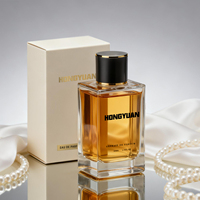 Flacon de parfum carré de luxe en verre transparent givré couleur or avec pulvérisateur à pompe, personnalisation du logo et de la boîte