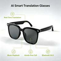 Gafas de Sol Inteligentes con Diseño Abierto, Traducción IA en Tiempo Real, Música y Llamadas Manos Libres, Batería Dual V6.0, Control Táctil